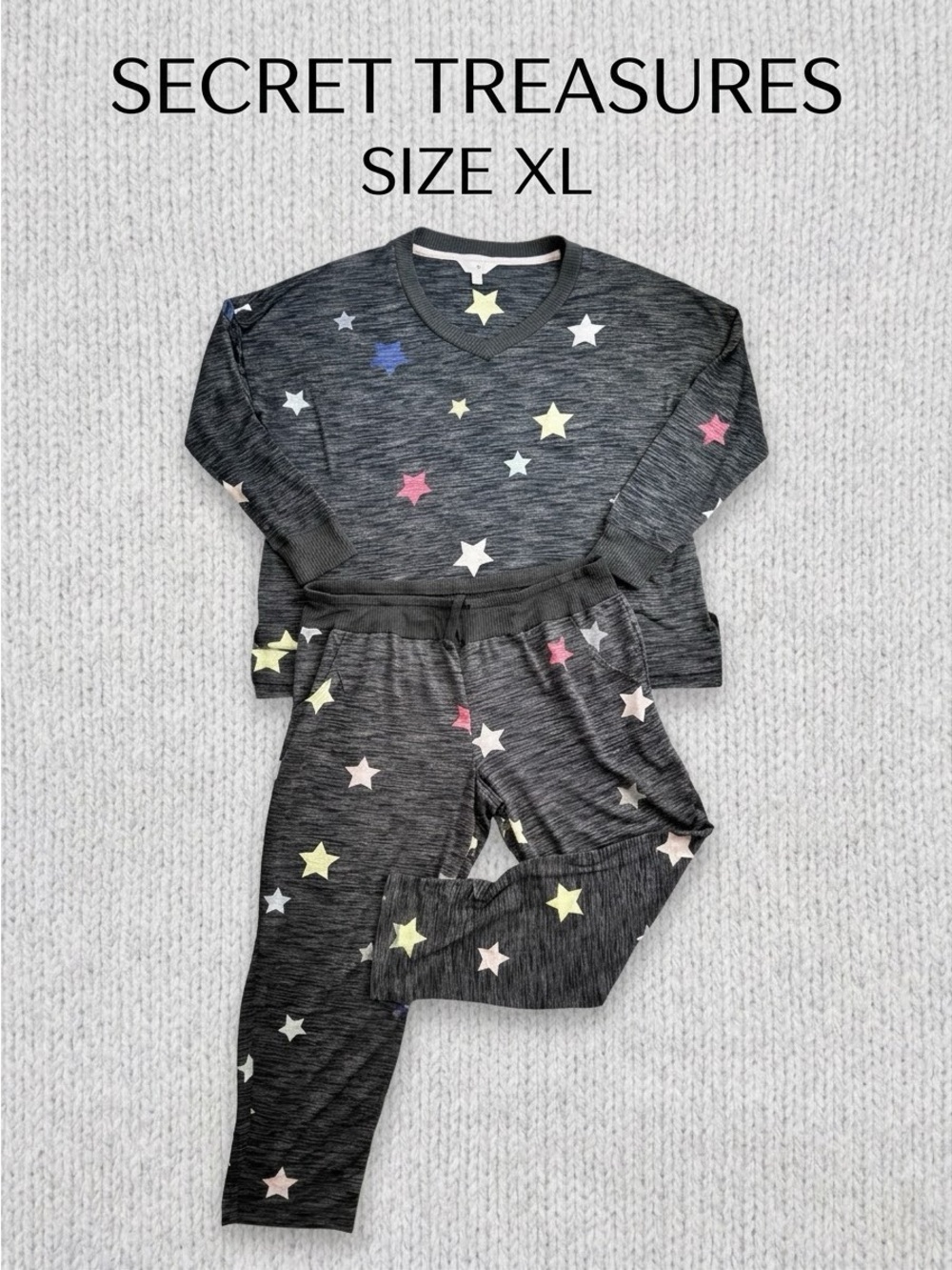 SECRET TREASURES Women’s Celestial Star Print Pajama Sleepwear Lounge Set XL